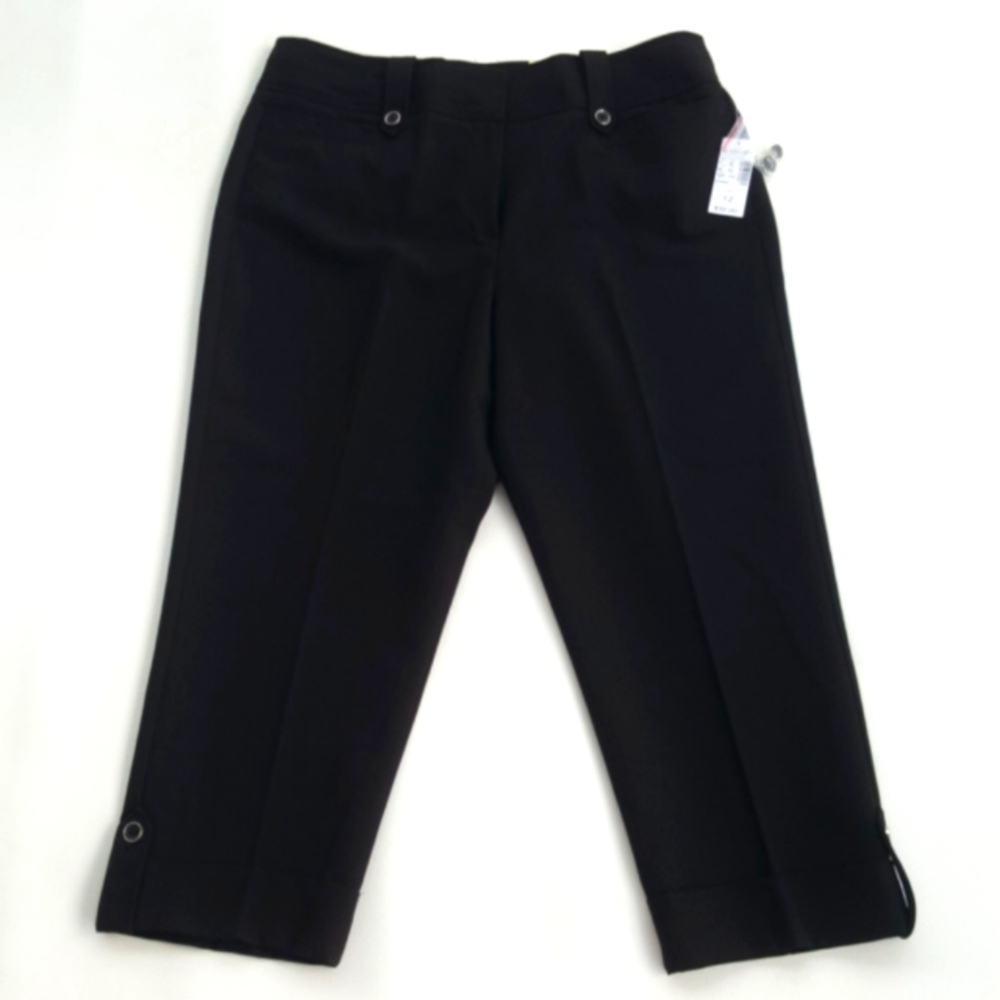 DRESSBARN ♡ NWT Gorgeous Black Below Waist Slim Leg Cropped Dress Capri Pants 12